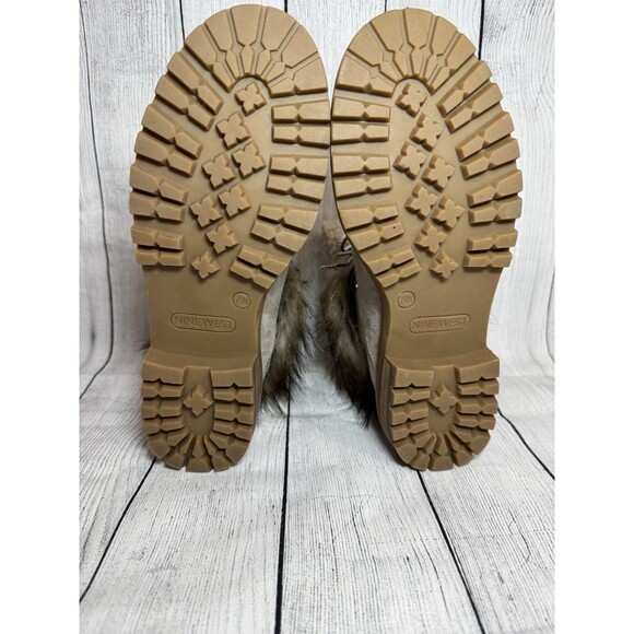 NINE WEST Gray Faux Suede Fur Trim Hiking  Boots by Nine West SZ 7.5 - Picture 9 of 15